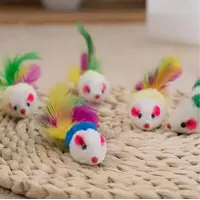 ІГРАШКА ДЛЯ КОТИКІВ «МИШКА КОЛЬОРОВА З ПІР'ЯМ»  - фото 4